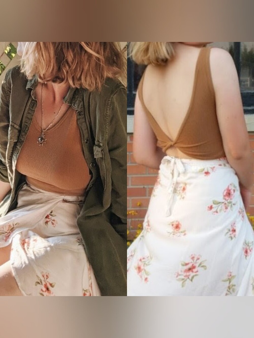 Urban Outfitters Ribbed Twist-Front Crop Top - Brown